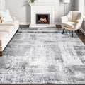 Rugflix 8x10 Large Area Rugs for Living Room, Abstract Washable Rug, Non-Slip, Stain Resistant, Soft Low Pile Carpet, Indoor Grey Rug for Bedroom, Dining Room, Home Office