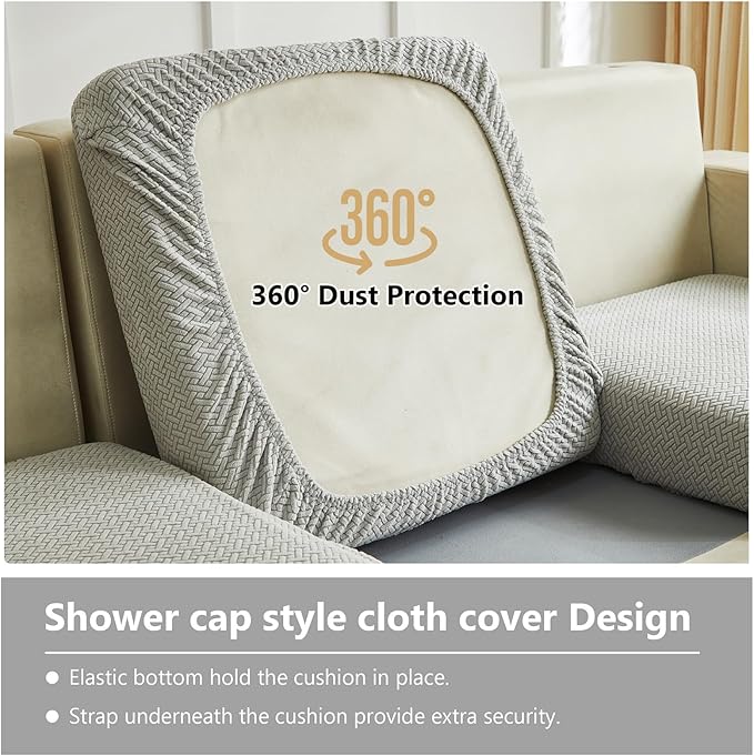 Couch Cushion Covers for Sofa Couch Covers Wear-Resistant Universal Sofa Cover Washable Stretch for Sectional Slipcovers (Texture-Light Gray,Large Triple Seat Cover)