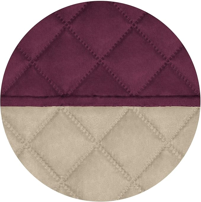 PureFit Reversible Quilted Sofa Cover, Water Resistant Slipcover Furniture Protector, Washable Couch Cover with Non Slip and Elastic Straps for Kids, Dogs, Pets (Chair, Wine/Beige)