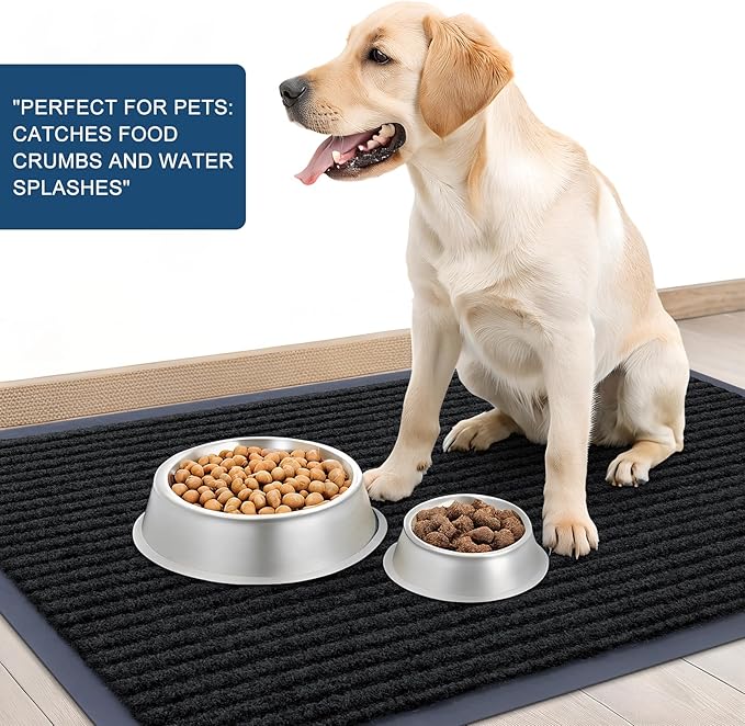 OLANLY Front Door Mat Indoor Outdoor Entrance, Waterproof Heavy Duty Doormat, Fade Resistant, Low Profile, Easy Clean Patio Porch Welcome Floor Mats for Entry, 71x34, Black
