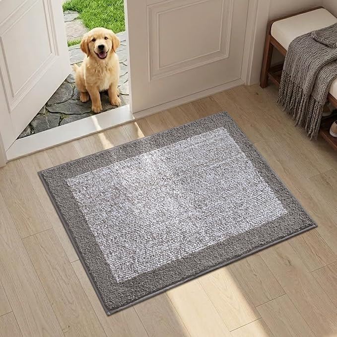 Bathroom Rugs 24x17 Non Slip Washable, Light Grey Bath Mat for Bathroom Floor Tub, Soft Absorbent Quick Dry Mats for Shower, Bathtub,Home Decor