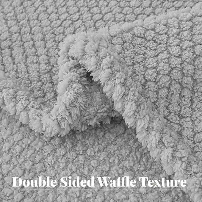 Whale Flotilla Twin Size Fuzzy Fleece Blanket for Bed, 60x80 Inch Fluffy Warm Soft Jacquard Blankets for All Season, Lightweight and Cozy, Light Grey