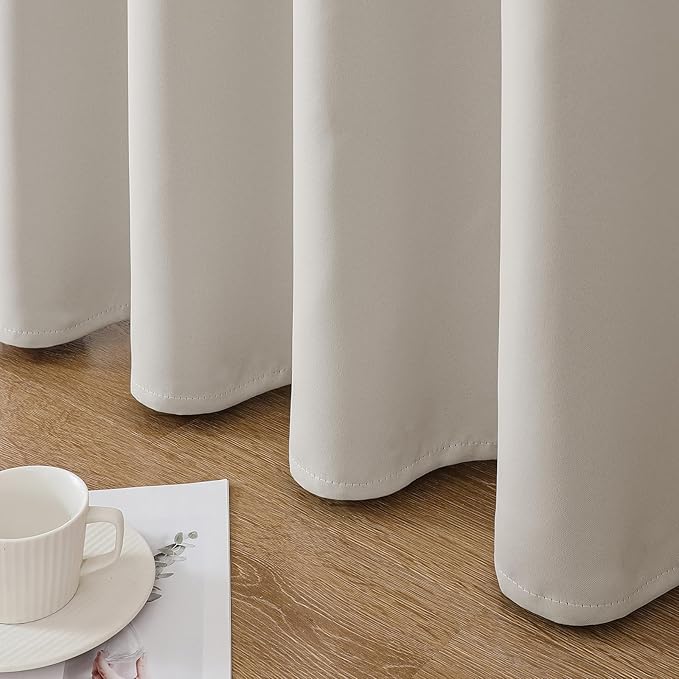 Joydeco Blackout Curtains 95 Inch Length 2 Panels Set, Thermal Insulated Long Curtains& Drapes 2 Burg, Room Darkening Grommet Drapes for Living Room Bedroom Window (Natural, W52 x L95 Inch,)