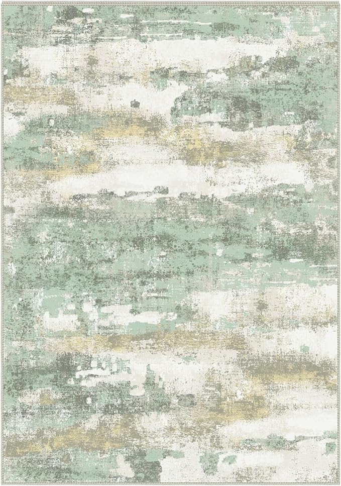 BEIMO Area Rugs 10x14 for Living Room Bedroom, Modern Abstract Machine Washable Large Light Green Rug Soft Rug, Low Pile Floor Carpet with Non Slip Backing for Dining Room