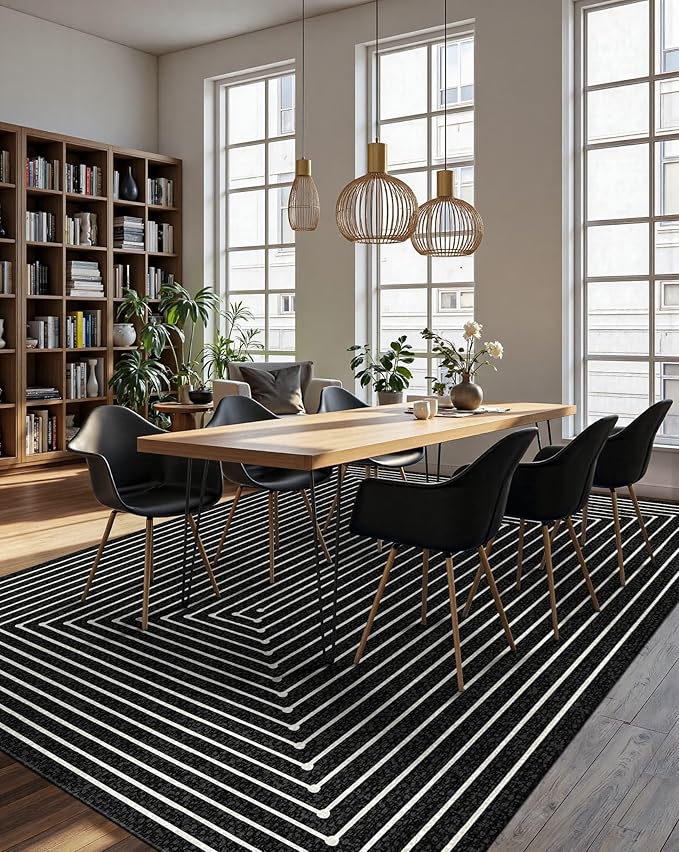 Latte&Fog 6x9 Area Rugs for Living Room Bedroom, Modern Abstract Washable Rug, Boho Non Slip Low Pile Carpet for Indoor Dining Room, Office, Dorm, Classroom, Farmhouse and Kids Room