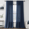 Denim Blue Linen Curtains 108 Inches Long for Living Room 2 Panels Set Extra Long Back Tab Curtain Semi Sheer Light Filtering Denim Blue Drapes Floor to Ceiling Curtains for Large Windows 52x108
