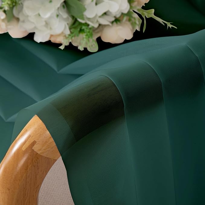 OWENIE Green Sheer Curtains 72 Inches Long 2 Panels Set for Christmas Decoration, Light Filtering Sheer Curtain Rod Pocket Clear Drapes for Living Room Bedroom Window Sliding Door, Each 42 x 72 Inch