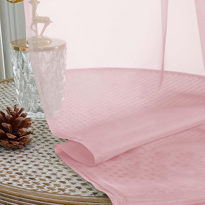 OWENIE Sheer Blush Curtains 108 Inches Long for Living Room Bedroom 2 Panels Set, Lightweight Airy Blush Sheer Curtain, Filmy Voile Rod Pocket, 2 PCS, Each 59" W x 108" L