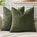 MIULEE Pack of 2 Couch Throw Pillow Covers 20x20 Inch Olive Green Modern Boho Accent Decorative Pillow Covers Soft Chenille Farmhouse Cushion Covers for Home Decor Bed Sofa Living Room