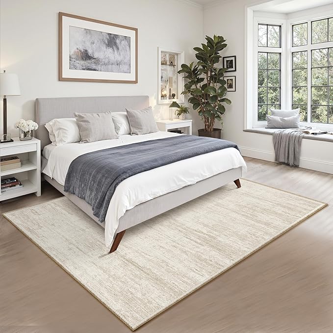 5x7 Area Rugs - Ultra-Thin Washble Rugs,Non-Slip Low Pile Abstract Print Rugs for Living Room,Home Office Decor,Stain Resistant Machine Washable Area Rug