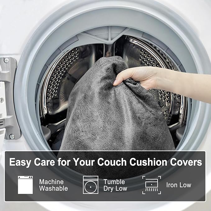 Leather Look Couch Cushion Covers Sofa Seat Slipcovers Sets Couches Furniture Protector for Sectional Armchair Loveseat Pets Kids Stretch Spandex Fabric (2 Cushion Loveseat, Light Grey)