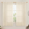 LAMIT Linen Curtains 63 Inch for Bedroom, Light Filtering Neutral Semi Sheer Window Curtains Back Tab and Rod Pocket Panels for Living Room, 2 Panels, Beige, 60 x 63 Inch