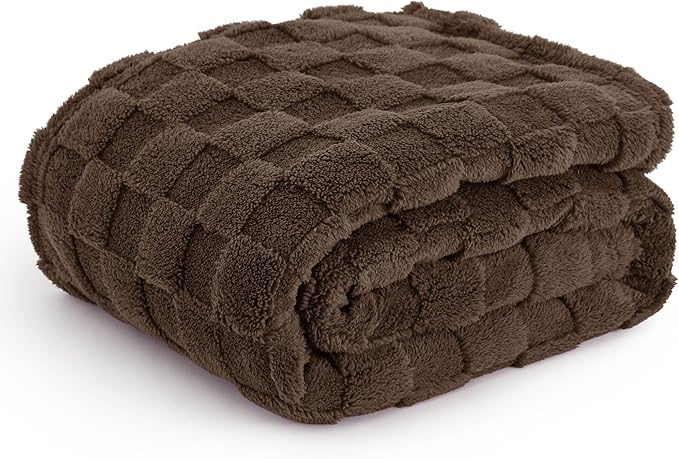 Bedsure GentleSoft Fall Throw Blanket for Couch Brown - Checkered Fleece Blankets Gifts for Kids Girls, Cute Soft Cozy Throw for Bedroom Home Decor Gifts, 50x60 Inches