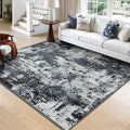 Washable Area Rugs Square 8ft Non-Slip Modern Abstract Soft for Living Room Entryway Bedroom Nursery, Print Pattern, Black Navy Blue Gray
