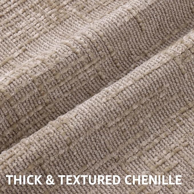 decorUhome Oatmeal Chenille Euro Sham Throw Pillow Covers 26x26 Set of 2 Textured Soft Cozy Slubby Couch Pillow Covers Modern Farmhouse Boho Decorative Pillow Cases for Bed Sofa Living Room