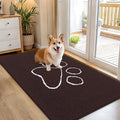 OLANLY Dog Door Mat for Muddy Paws 54x32, Paw Print Design, Absorbs Moisture and Dirt, Absorbent Non-Slip Washable Doormat, Quick Dry Chenille Mud Mat for Dogs, Entry Indoor Entryway Carpet, Brown