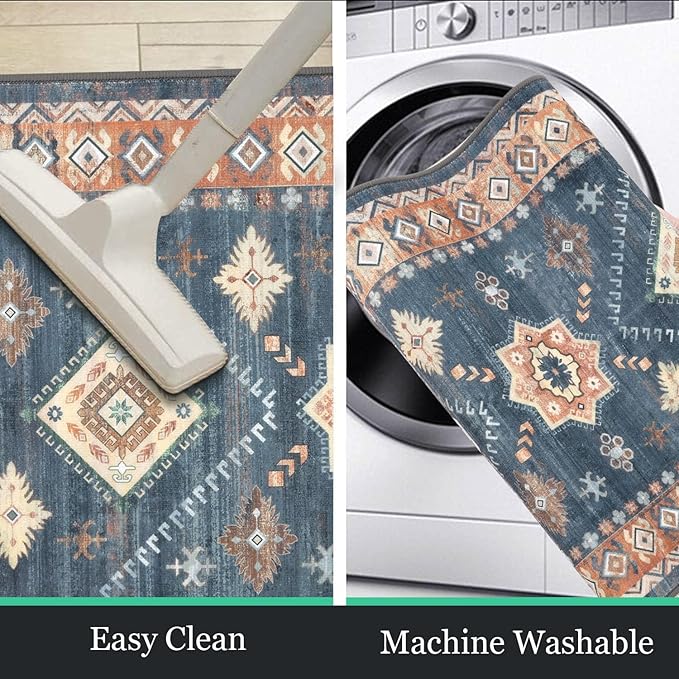 HEBE Boho Kitchen Rug Sets 3 Piece with Runner Non Slip Kitchen Rugs and Mats Washable Kitchen Mats for Floor Thick Kitchen Floor Mat Carpet Runner Rugs for Hallway Laundry Holiday Decor
