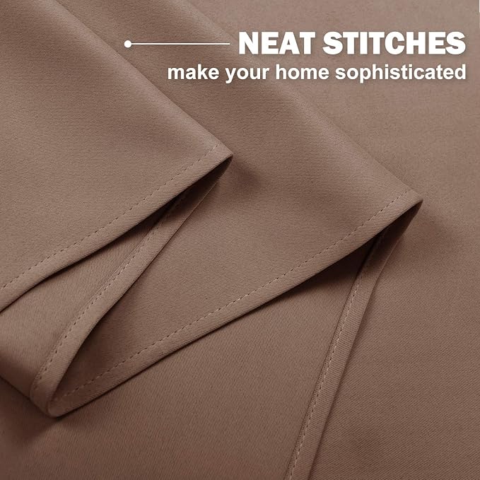 NICETOWN Short Curtains Blackout Curtains - Thermal Insulated Kitchen Light Reducing Drapes for Half/Nursery Window (1 Pair, 42W by 36L + 1.2 inches Header, Cappuccino)