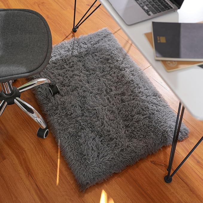 Ophanie 2x4 Small Rug Upgrade Non Slip Throw Bedside Area Rugs, Fluffy Soft Grey Mini Bedroom Carpet, Affordable Door Entryway Indoor Inside Front Entrance Dog Mat, Home Decor Aesthetic, Nursery