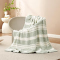 Snuggle Sac Heather Throw Blanket for Couch, Reversible Super Soft Blankets Warm Cozy Knit Fuzzy Plush Lightweight for Sofa, Bed, Camping, Picnic (Stripe Green, Throw(50"x 60"))