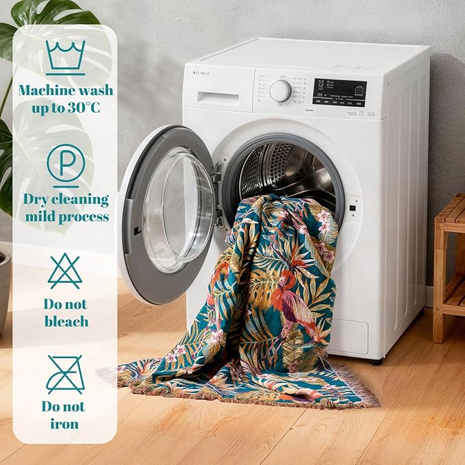 MSGKV Boho Throw Blanket for Couch 50"x60" 100% Cotton Jungle Animal Blanket Spring Breathable Lightweight Blankets for Sofa Home Decor Muslin All Seasons