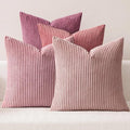 MIULEE Pack of 4 Purple Pink Valentines Corduroy Decorative Throw Pillow Covers 18x18 Inch Soft Boho Striped Pillow Covers Modern Farmhouse Spring Home Decor for Sofa Living Room Couch Bed