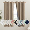 NICETOWN Burlap Vintage Open Linen Weave Flax Thermal Curtains, 100% Blackout Curtains 63" Long for Dining Room, Soundproof Window Treatment Drapes for Gym Room, 42" Wide Per Panel, Set of 2