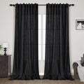 Nanspring Black Extra Long Curtain 130 inches Long 2 Panels Set for Living Room Back Tab Modern Farmhouse Coastal Decor Cotton Textured Black Sheer Linen Curtains for High Window 52x130
