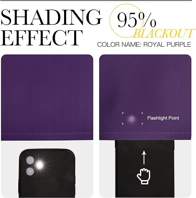 NICETOWN Royal Purple Blackout Curtains 102 inches Length for Living Room, 2 Panels, 55" Wide, Thermal Insulated Long Drapes for Large Window