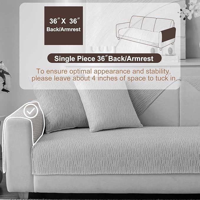 Soft Waterproof Chenille Cover Washable, Non Slip Sectional Sofa Covers for 3 Cushion Couch Sofa L Sharped Sofa Slipcover for Pets, Furniture Protector (1 PCS 36"x36" Light Grey)
