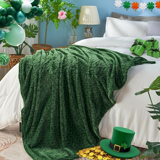 inhand Fleece Twin Blanket for Bed Green Throw Blanket for Couch Super Soft Cozy Warm Blankets and Throws Lightweight Fuzzy Large Blanket for Sofa Bed Office,60x90 inches
