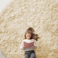 OLANLY Cream Round Rugs for Bedroom - Machine Washable, 9 ft Circle Area Rugs for Living Room, Soft and Fluffy Shaggy Carpet for Teen Girl and Boys, Nursery Rooms, Dorms, Home Decor Aesthetic