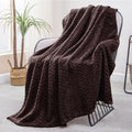Exclusivo Mezcla Fleece Throw Blanket for Couch and Bed, 50x70 Inches Soft Cozy Jacquard Flannel Blankets, Lightweight Fuzzy Plush Warm Throws for Women, Coffee