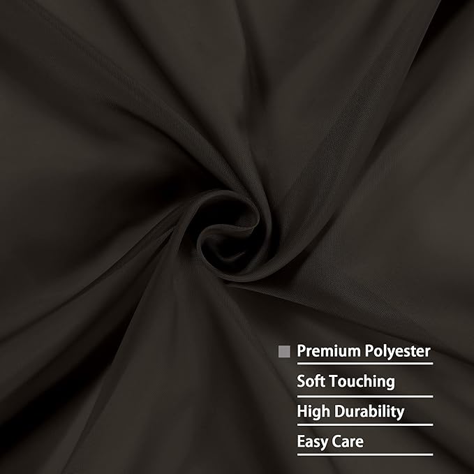 OWENIE Sheer Chocolate Curtains, Sheer Curtains 90 Inches Long 2 Panels Set, Rod Pocket Voile Fimly Sheer Drapes for Living Room/Bedroom, 2pcs, Chocolate, Each 42" W x 90" L