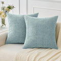 MIULEE Pack of 2 Light Blue Throw Pillow Covers 18x18 Inch Soft Chenille Pillow Covers for Sofa Living Room Spring Home Decor Couch Solid Dyed Cases