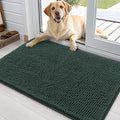 OLANLY Dog Door Mat for Muddy Paws 35x24, Absorbs Moisture and Dirt, Absorbent Non-Slip Washable Doormat, Quick Dry Chenille Mud Mat, Entry Indoor Entryway Carpet for Inside Floor, Blackish Green