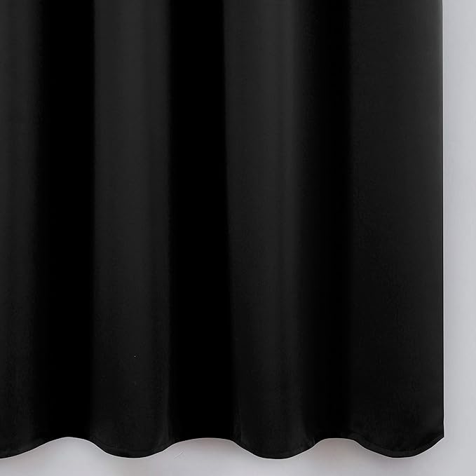 LEMOMO Black Blackout Curtains 42 x 54 Inch Length Set of 2 Panels Grommet Bedroom Curtains for Living Room