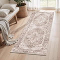 Lofus 2x5 Runner Rug for Hallways, Washable Kitchen Rugs, Non-Slip Rugs for Entryway and Bedroom, Vintage Boho Carpet, Soft Low Pile Long Runner Area Rug, Vintage Beige Brown