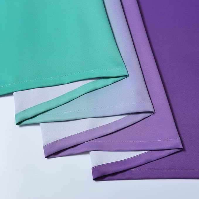 Yakamok Ombre Teal and Purple Curtains for Bedroom, Gradient Room Darkening Curtains 72 inches long,Grommet Thermal Insulated Light Blocking Window Drapes/Curtain for Living Room,52 x 72 Inch,2 Panels