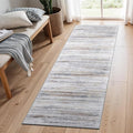 2x7 Washable Runner Rugs for Hallway: Easy-to-Clean Abstract Runners for Entryway Bedroom - Stain and Water Resistant Rugs with Non-Slip Backing - Soft Low-Pile Carpet Beige Grey