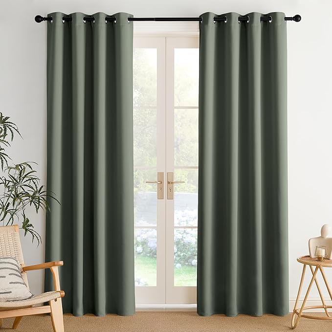 NICETOWN Room Darkening Draperies Curtains Panels, 2 Panels Dark Mallard W52 x L84