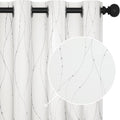 Deconovo White Curtains, Room Darkening Curtain, Thermal Insulated Noise Reduced Drapes, Wave Dots Silver Print, 52 x 84 Inch Long, Grommet Top, Window Panels for Living Room Bedroom Nursery, Set of 2