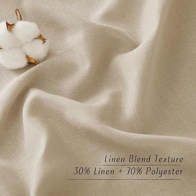 NICETOWN Thick Flax Linen Curtains for Living Room, Rustic Grommet Semi Sheer Privacy Assured Linen Blend Drapes with Light Filtering for Kids Room/Bedroom, Angora, W55 x L90, 1 Pair