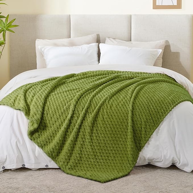 BEDELITE Fleece Blanket - 3D Jacquard Decorative Green Apple Throw Blankets for Couch & Bed, Soft and Cozy Warm Plush Fluffy Blanket All Seasons Suitable, 50x60Inches