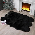 linmopm Faux Fur Rug Sheepskin Shag Fluffy Fuzzy Black 4x6 ft Rugs for Bedroom Bedside Bed Floor Living Room Plush High-Density Cushion Carpet Super Sofa Cover