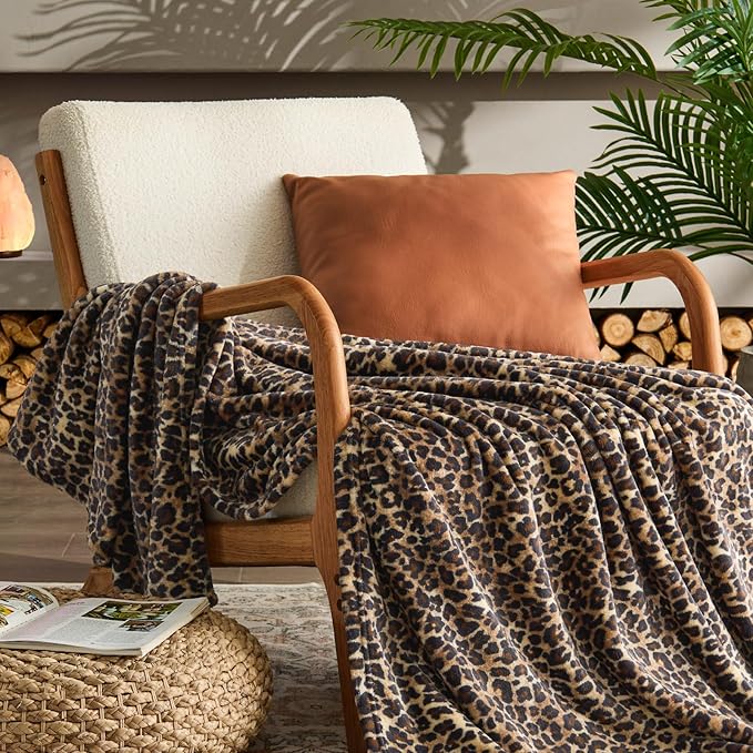 BEDELITE Fleece Blanke for Couch & Bed Leopard Print Throw Blanket – Soft Cheetah Blanket, Cozy Lightweight Fleece Animal Print Throw, 60"x 80", Brown