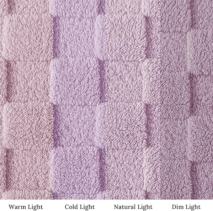 Exclusivo Mezcla King Size Flannel Fleece Blanket, Super Soft and Warm Lightweight Checkered Pattern Blanket for All Seasons, 90x104 Inches, Light Purple