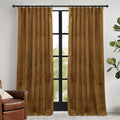 RYB HOME Gold Brown Velvet Curtains 72 inches with Hook Belt, Soft Fabric Room Darkening Thermal Insulated Luxurious Home Decor Curtains for Living Room Bedroom, W 52" x L 72", 2 Panels Set