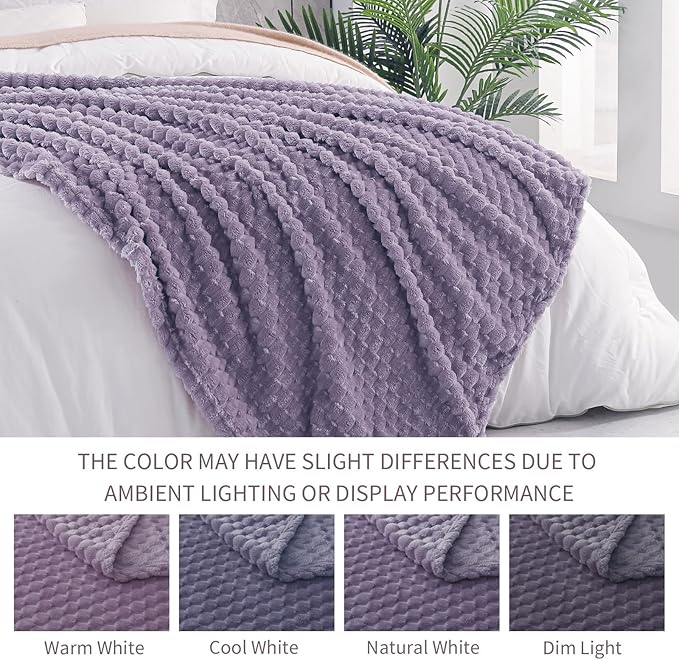 Exclusivo Mezcla Fleece Twin Blanket for Bed, Extra Large Fuzzy Grayish Purple Bed Blankets, Soft Cozy Plush Sofa Throws for All Seasons, 90x66 Inches