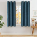 NICETOWN Short Faux Linen Stone Blue Blackout Curtains 63 inches Long for Kitchen - Privacy Panels for Living Room Bedroom, Modern Farmhouse Style Easy Care Grommet Top, 2 Panels, W42 by L63